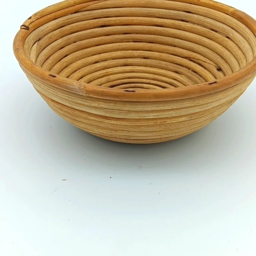 MCM vintage coiled cane bowl 8in